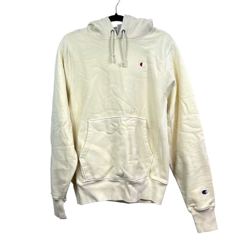 Champion Reverse Weave Mens Pullover Hoodie Kangaroo Pocket Cream Yellow Sz S*